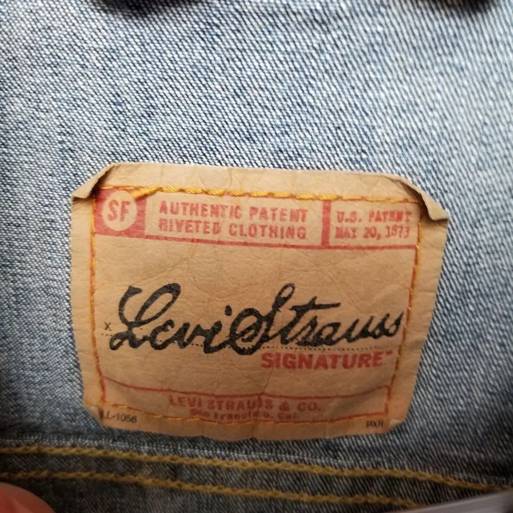 LEVI'S TRUCKER Button-Up Denim Blue Jacket - Youth‎ Size XL 16/18 With Stretch
